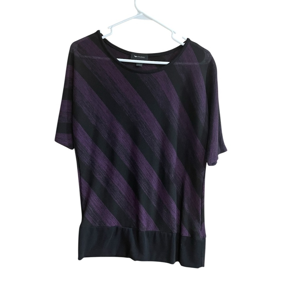 AB Studio Black and Purple Diagonal Stripe Blouse Size M